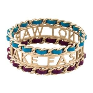 CHANEL Runway Make Fashion Not War Bangle